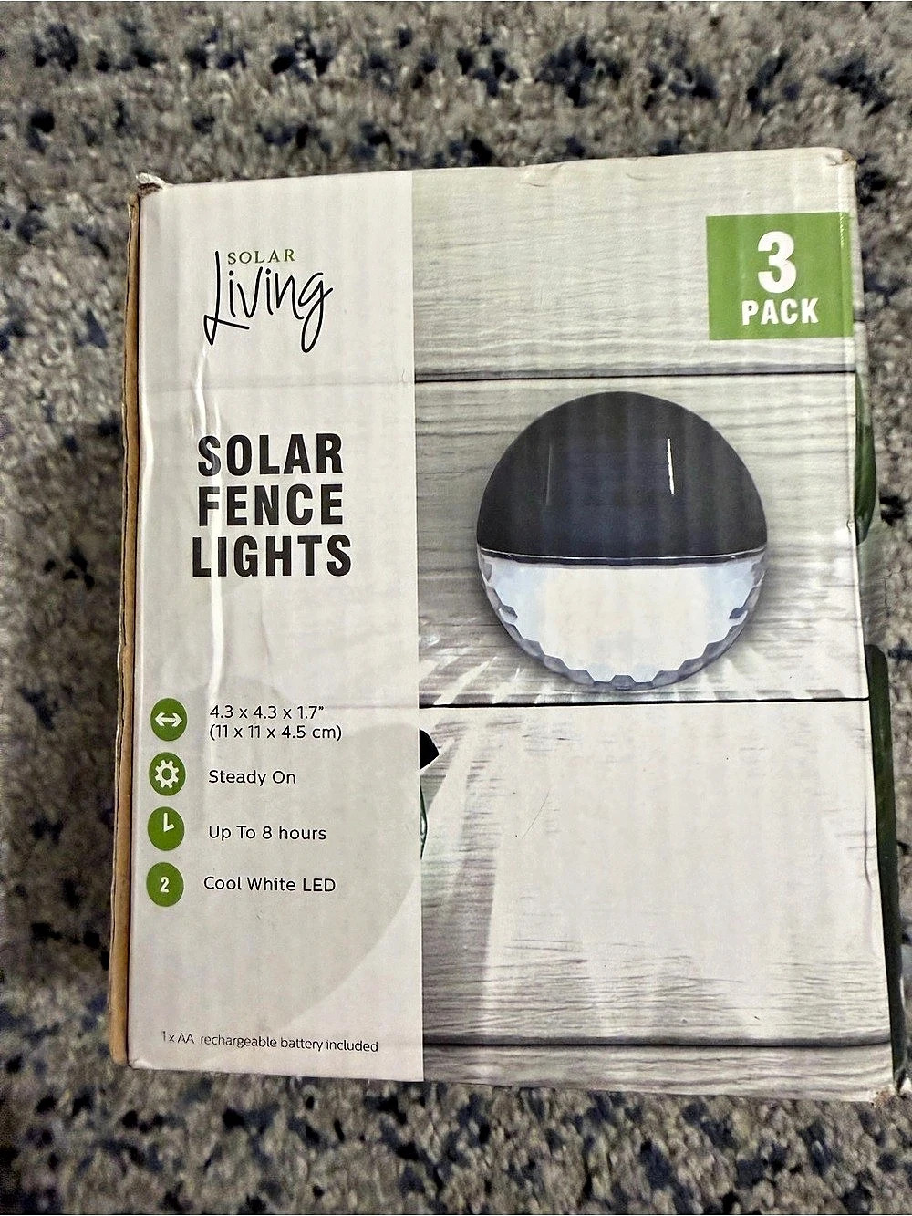 Solar Living Solar Fence Lights Black & White NWT set 2 packs